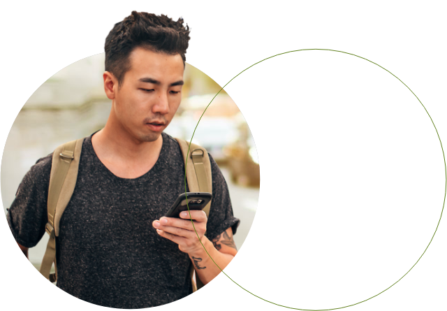 Consumer interacting with mobile device - key benefits